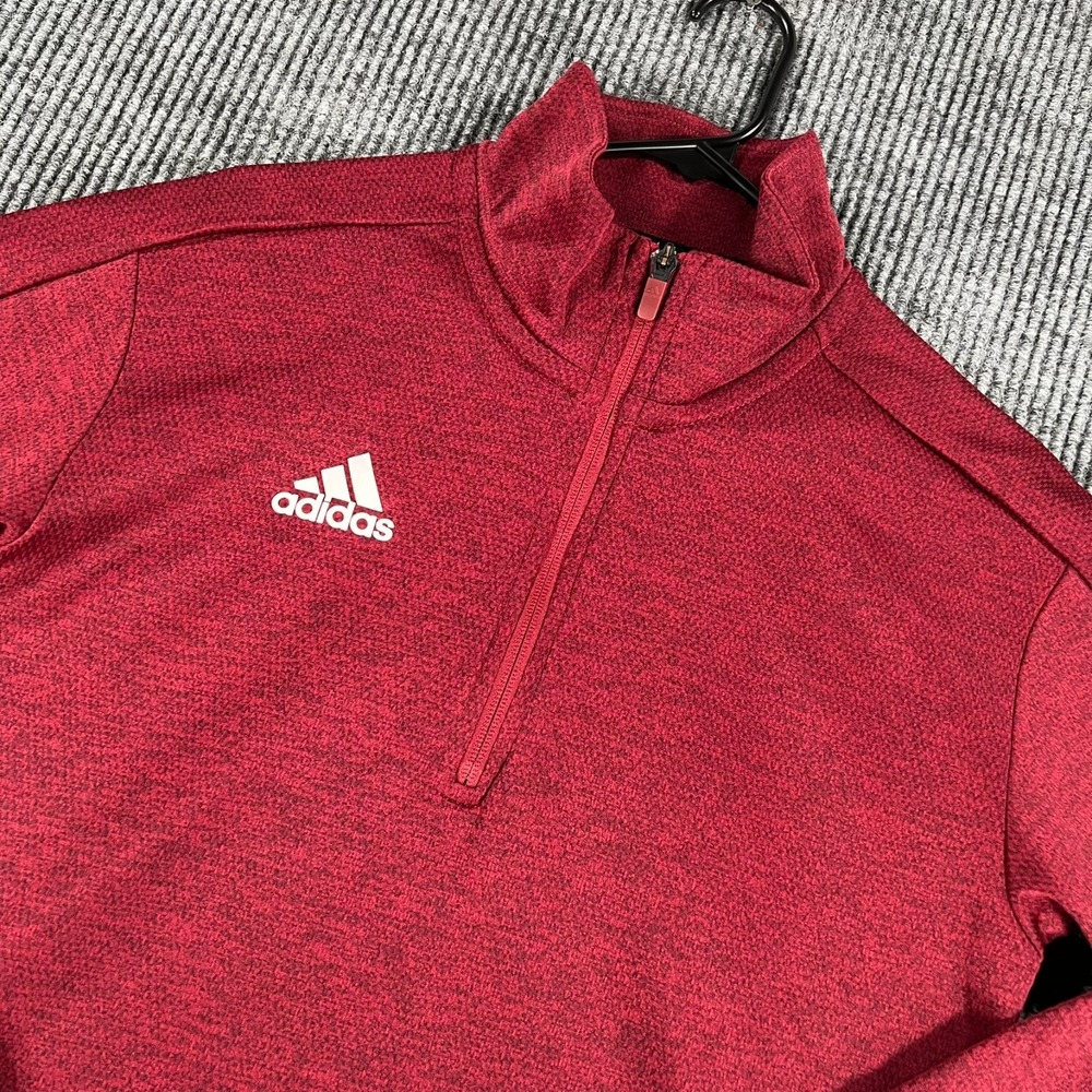 Adidas Pullover Shirt Mens Small Red Long Sleeve 1/4 Zip Mock Outdoor Active